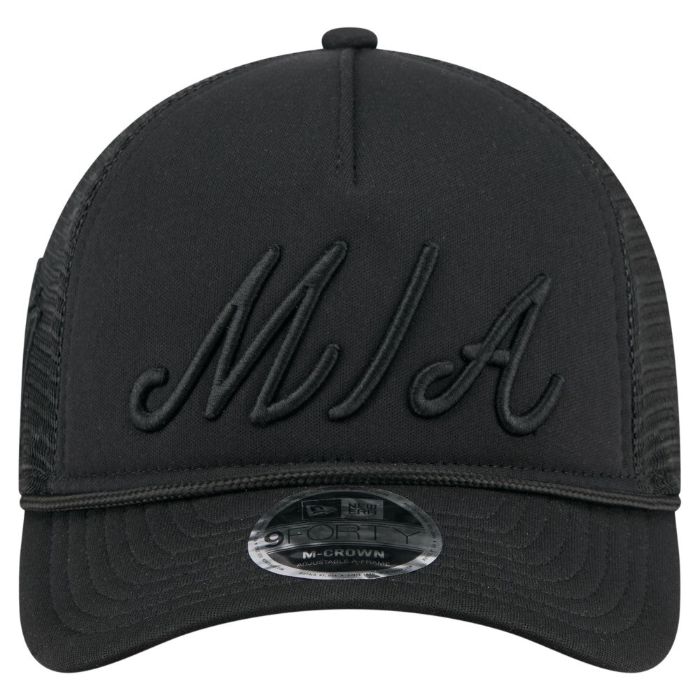 MLB Miami Marlins New Era City Initial 9FORTY A-Frame M-Crown Adjustable Trucker Hat