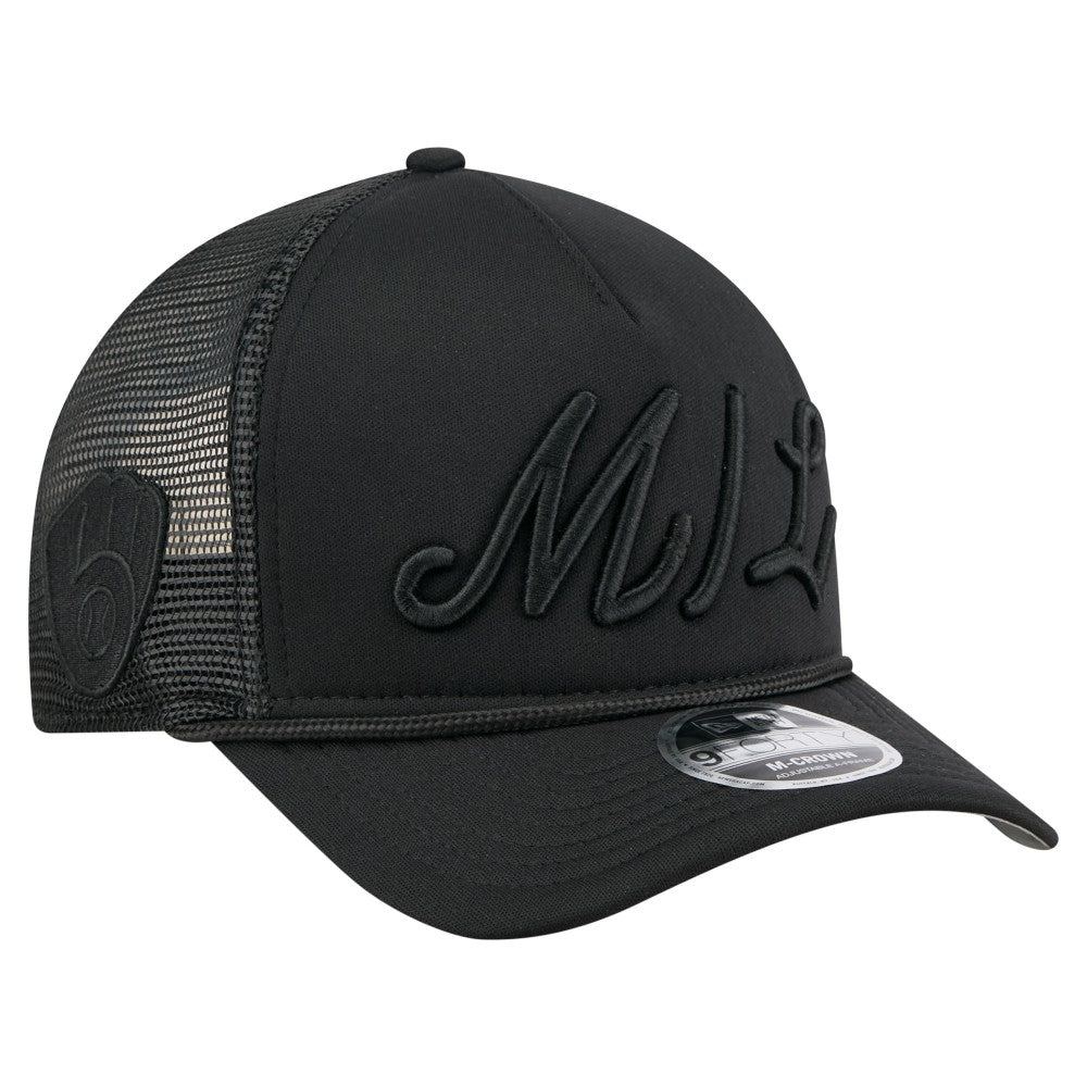 MLB Milwaukee Brewers New Era City Initial 9FORTY A-Frame M-Crown Adjustable Trucker Hat