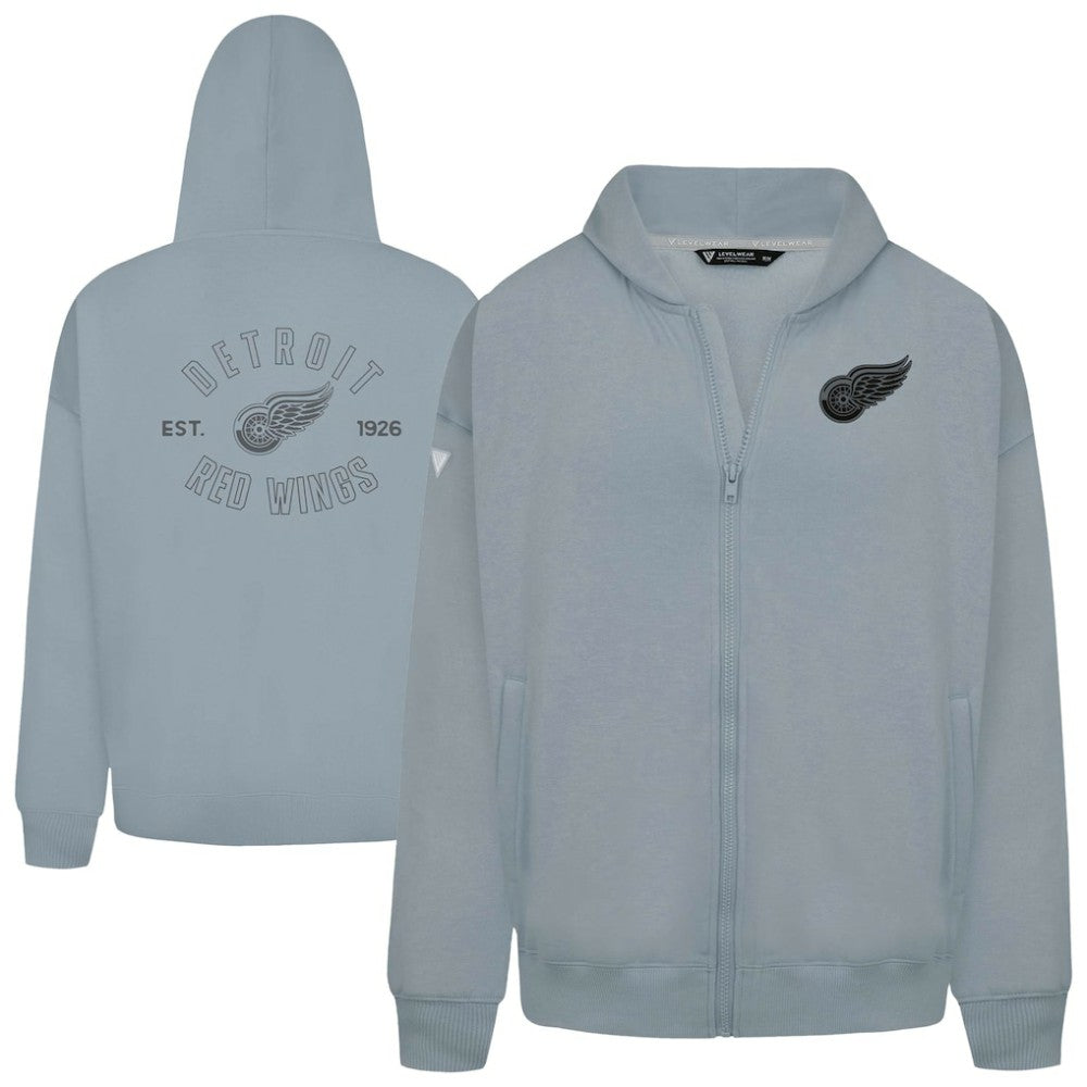 NHL Gray Detroit Red Wings Levelwear Uphill Abyssal Full-Zip Hoodie