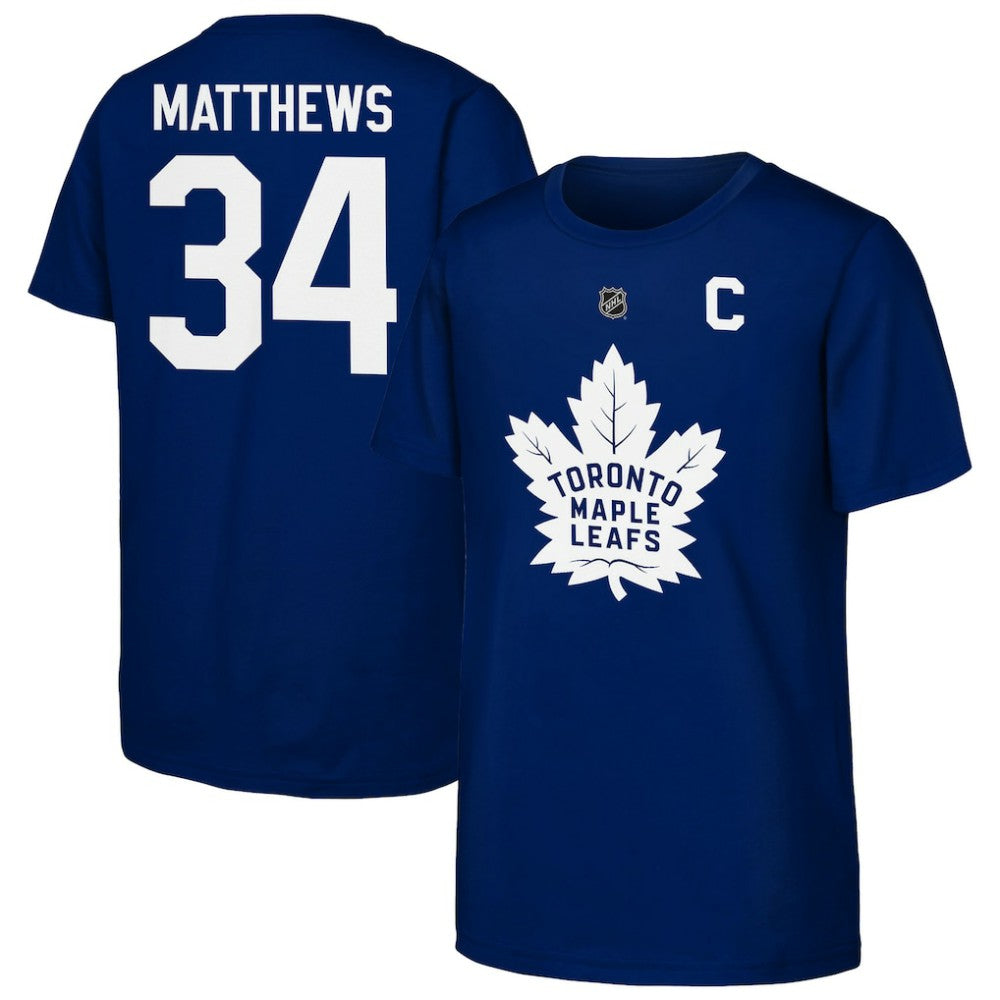 NHL Blue Auston Matthews Toronto Maple Leafs Outerstuff Youth Player Name & Number T-Shirt