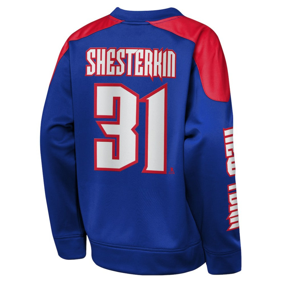 NHL Blue Igor Shesterkin New York Rangers Outerstuff Youth Best Defense Name & Number Crewneck Sweatshirt