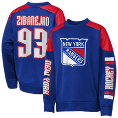 NHL Blue Mika Zibanejad New York Rangers Outerstuff Youth Best Defense Name & Number Crewneck Sweatshirt