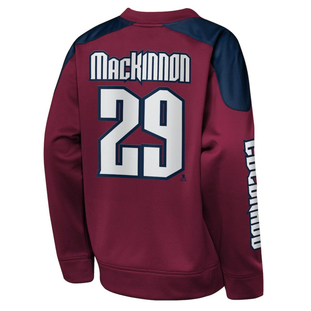 NHL Burgundy Nathan MacKinnon Colorado Avalanche Outerstuff Youth Best Defense Name & Number Crewneck Sweatshirt