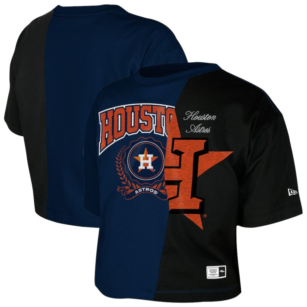 MLB Houston Astros New Era Women's Upcycled Colorblocked Boxy Cropped T-Shirt