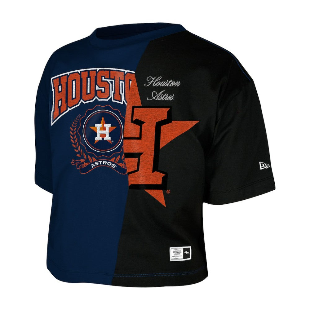 MLB Houston Astros New Era Women's Upcycled Colorblocked Boxy Cropped T-Shirt