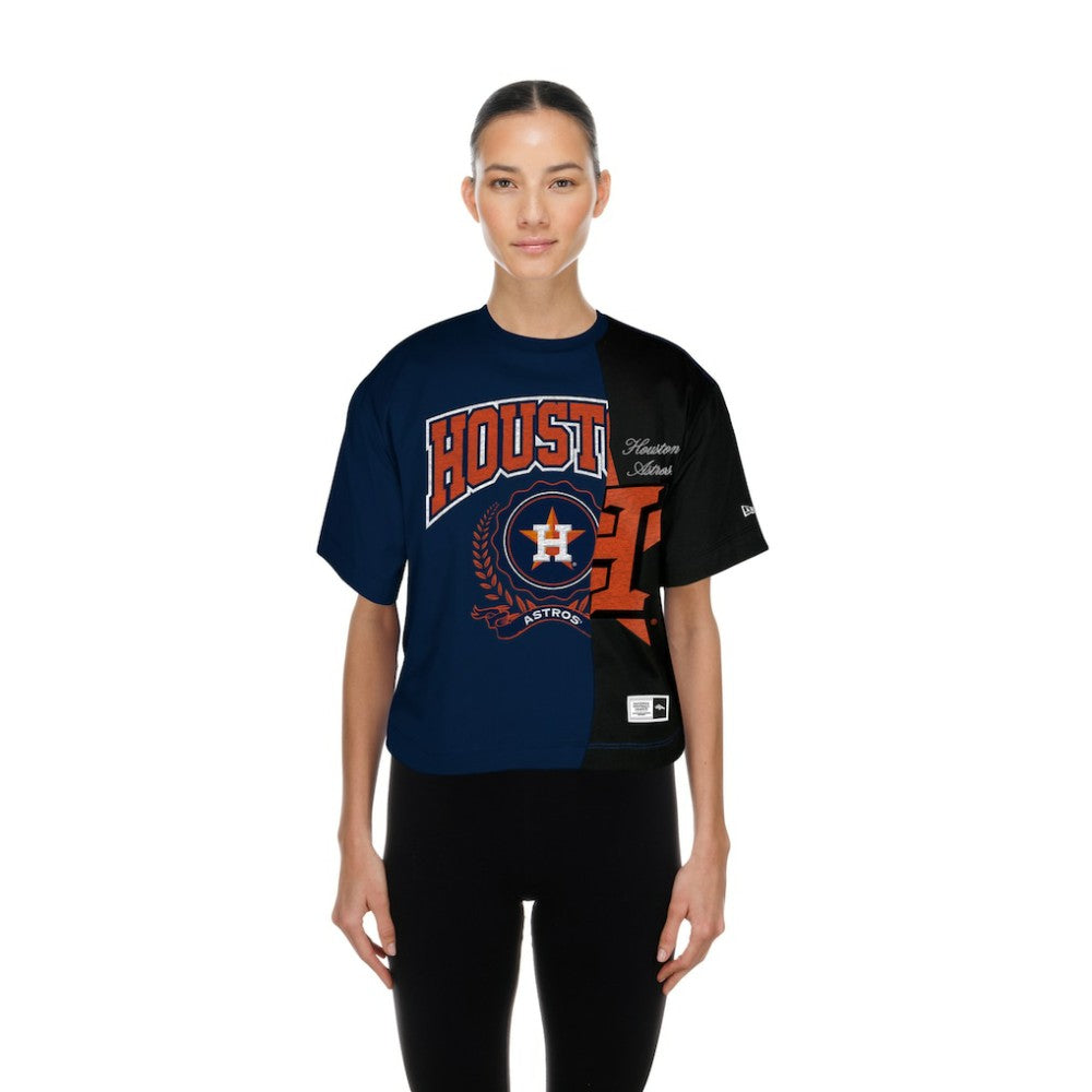 MLB Houston Astros New Era Women's Upcycled Colorblocked Boxy Cropped T-Shirt