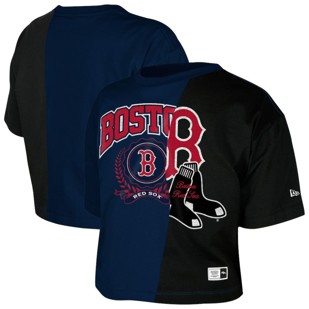 MLB Boston Red Sox New Era Women's Upcycled Colorblocked Boxy Cropped T-Shirt