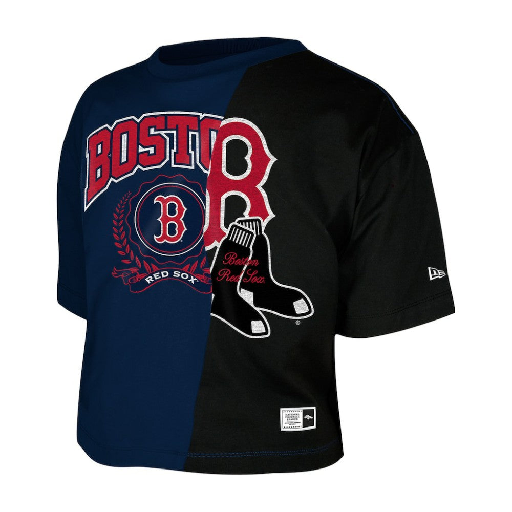 MLB Boston Red Sox New Era Women's Upcycled Colorblocked Boxy Cropped T-Shirt