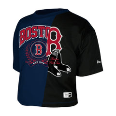 MLB Boston Red Sox New Era Women's Upcycled Colorblocked Boxy Cropped T-Shirt