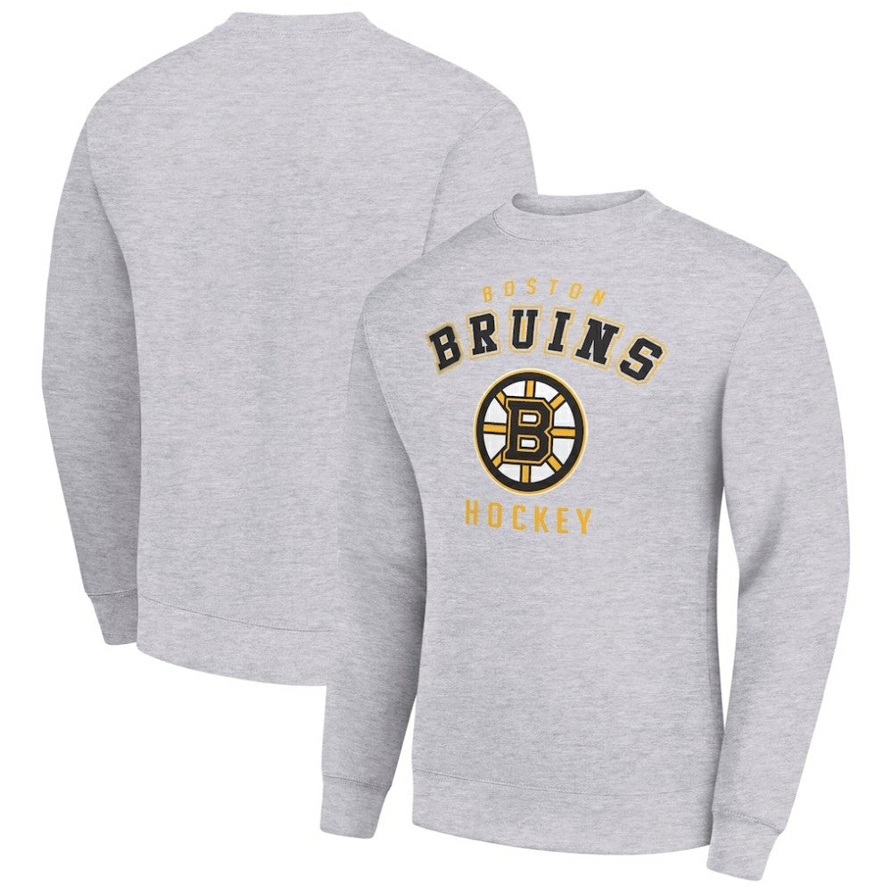 NHL Heather Gray Boston Bruins Men's Starter Team Logo Fleece Pullover Sweatshirt