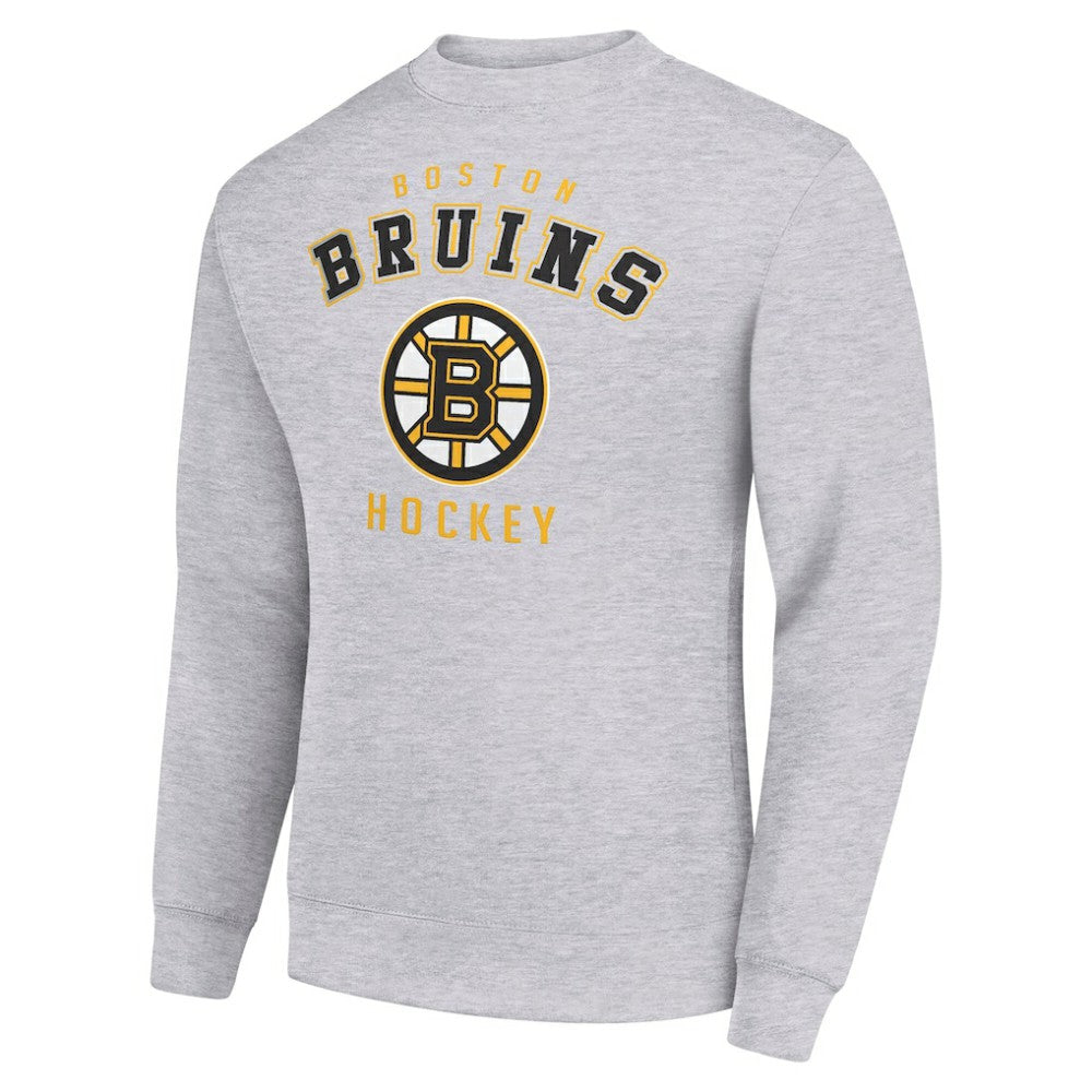 NHL Heather Gray Boston Bruins Men's Starter Team Logo Fleece Pullover Sweatshirt