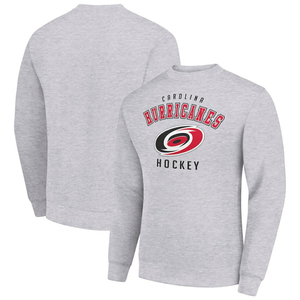 NHL Heather Gray Carolina Hurricanes Men's Starter Team Logo Fleece Pullover Sweatshirt