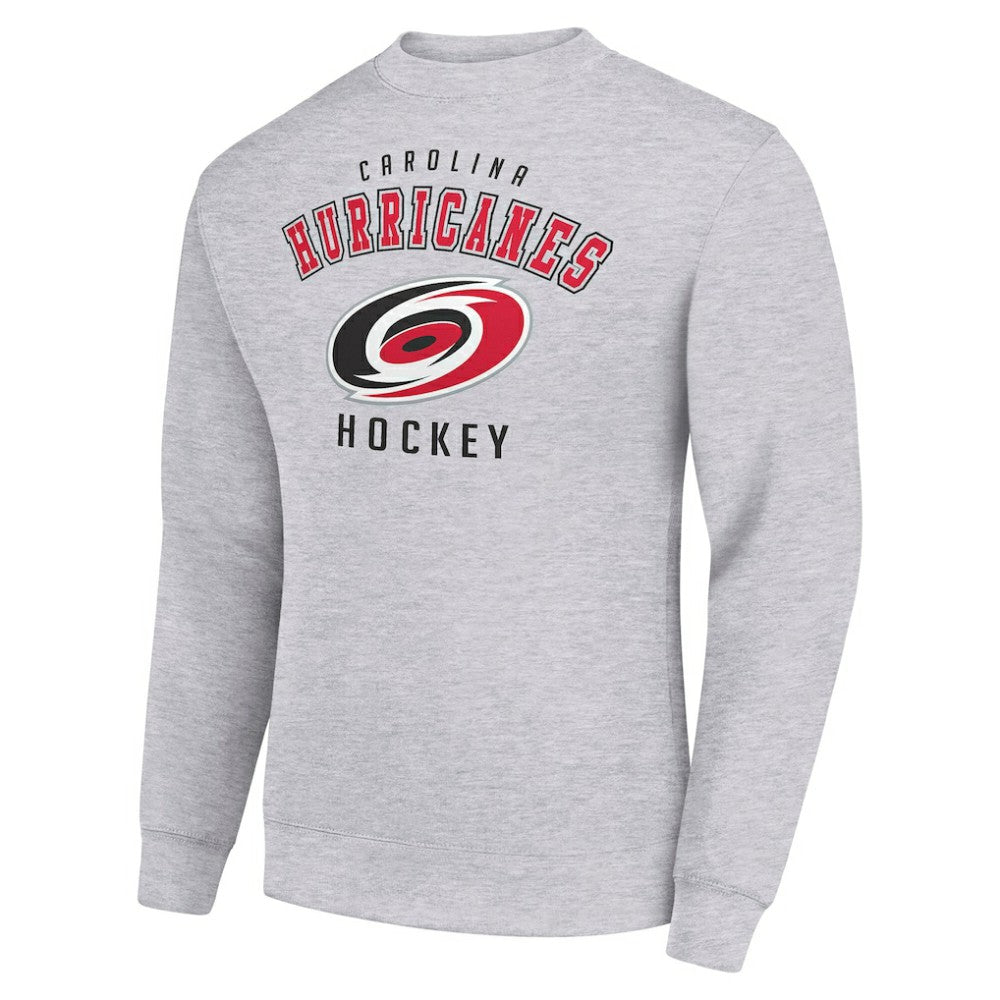 NHL Heather Gray Carolina Hurricanes Men's Starter Team Logo Fleece Pullover Sweatshirt