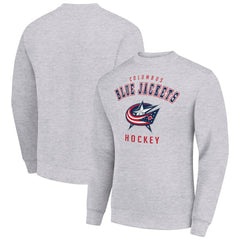 NHL Heather Gray Columbus Blue Jackets Men's Starter Team Logo Fleece Pullover Sweatshirt