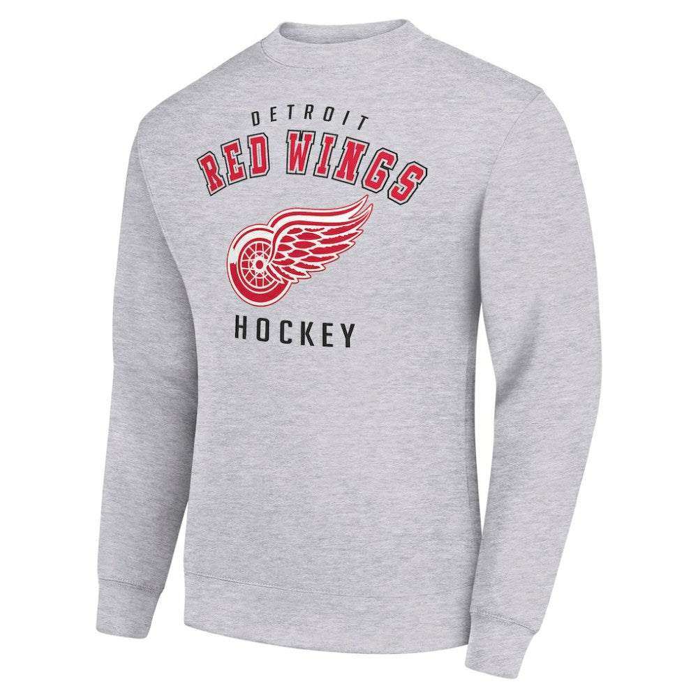 NHL Heather Gray Detroit Red Wings Men's Starter Team Logo Fleece Pullover Sweatshirt