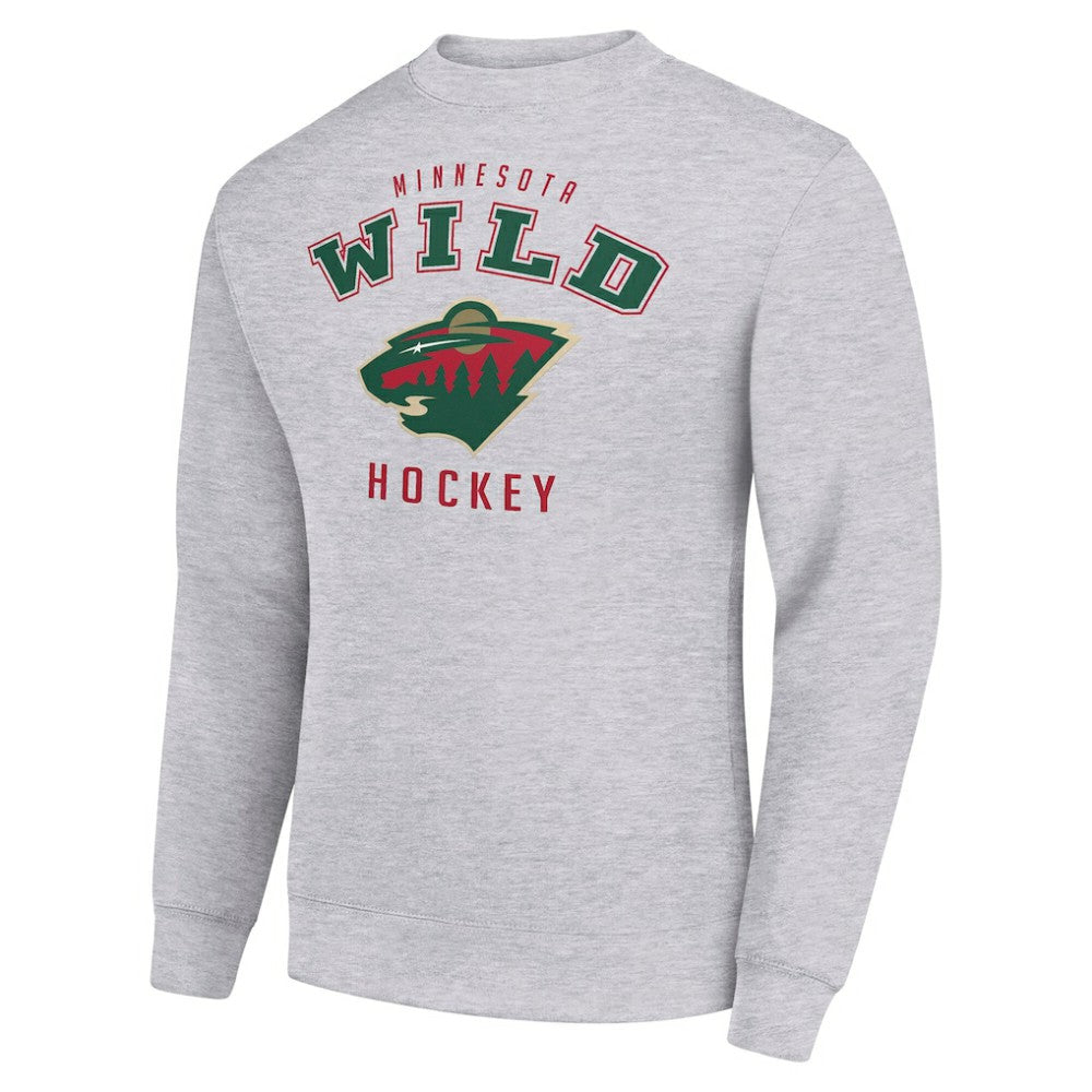 NHL Heather Gray Minnesota Wild Men's Starter Team Logo Fleece Pullover Sweatshirt
