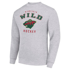 NHL Heather Gray Minnesota Wild Men's Starter Team Logo Fleece Pullover Sweatshirt