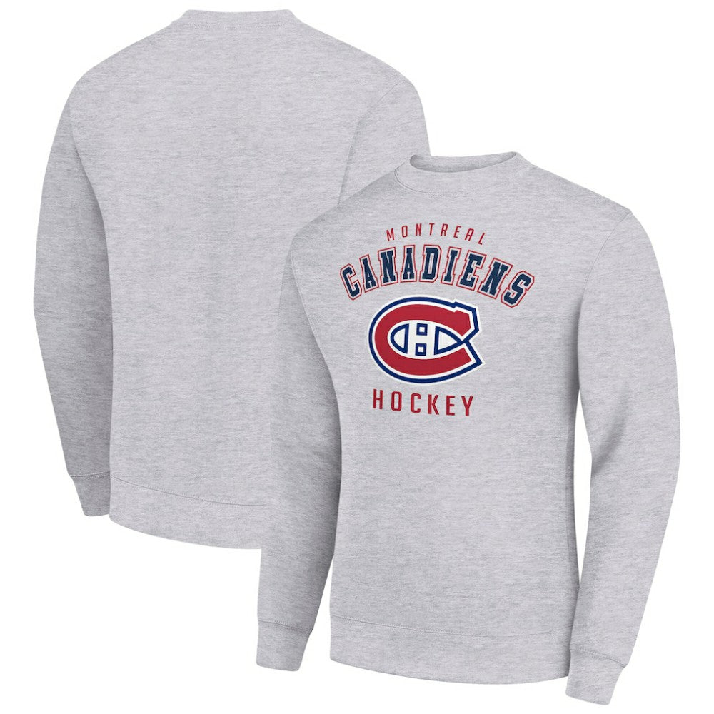 NHL Heather Gray Montreal Canadiens Men's Starter Team Logo Fleece Pullover Sweatshirt