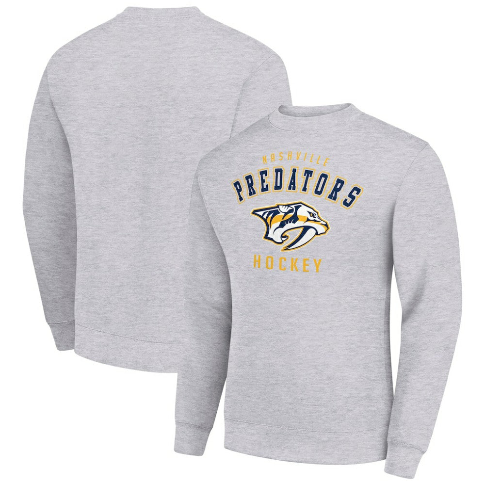 NHL Heather Gray Nashville Predators Men's Starter Team Logo Fleece Pullover Sweatshirt