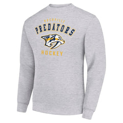 NHL Heather Gray Nashville Predators Men's Starter Team Logo Fleece Pullover Sweatshirt