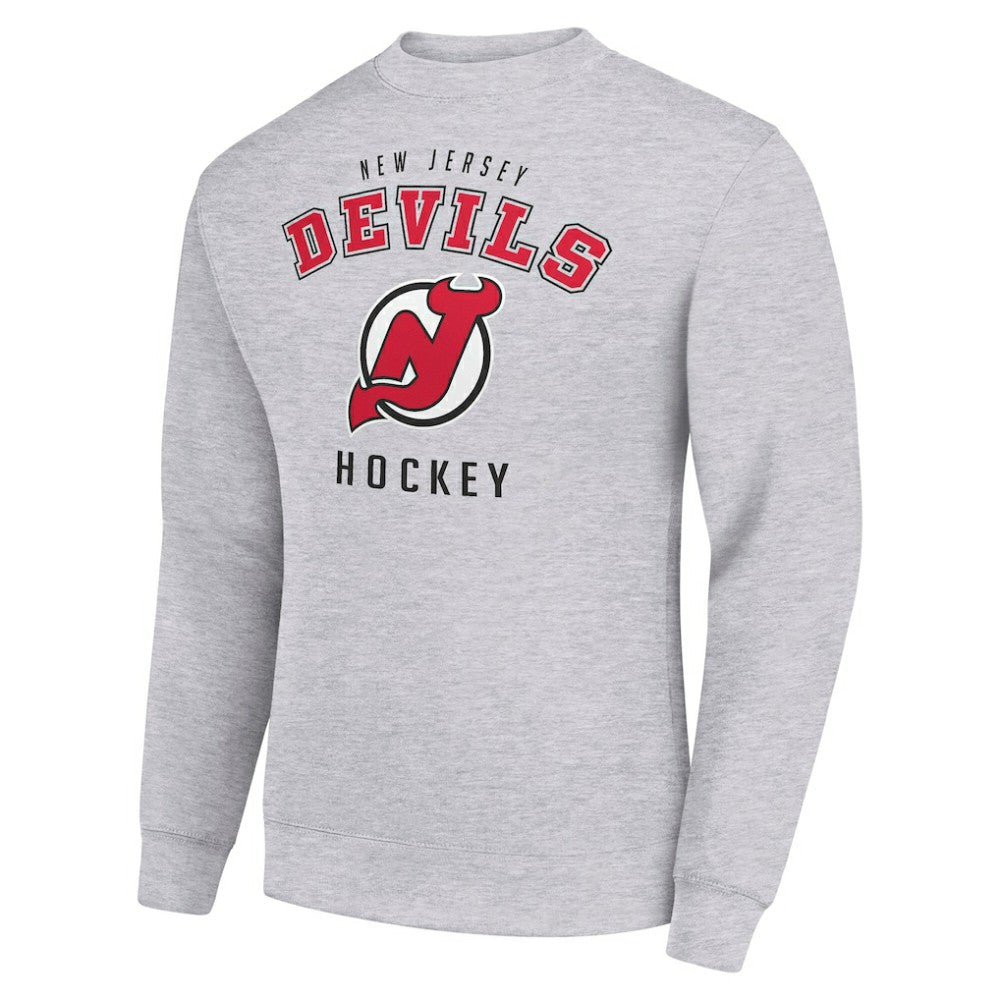 NHL Heather Gray New Jersey Devils Men's Starter Team Logo Fleece Pullover Sweatshirt