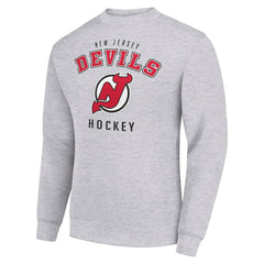 NHL Heather Gray New Jersey Devils Men's Starter Team Logo Fleece Pullover Sweatshirt