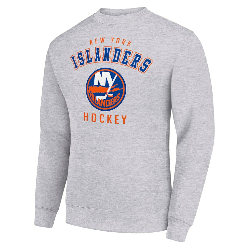 NHL Heather Gray New York Islanders Men's Starter Team Logo Fleece Pullover Sweatshirt