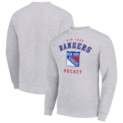 NHL Heather Gray New York Rangers Men's Starter Team Logo Fleece Pullover Sweatshirt