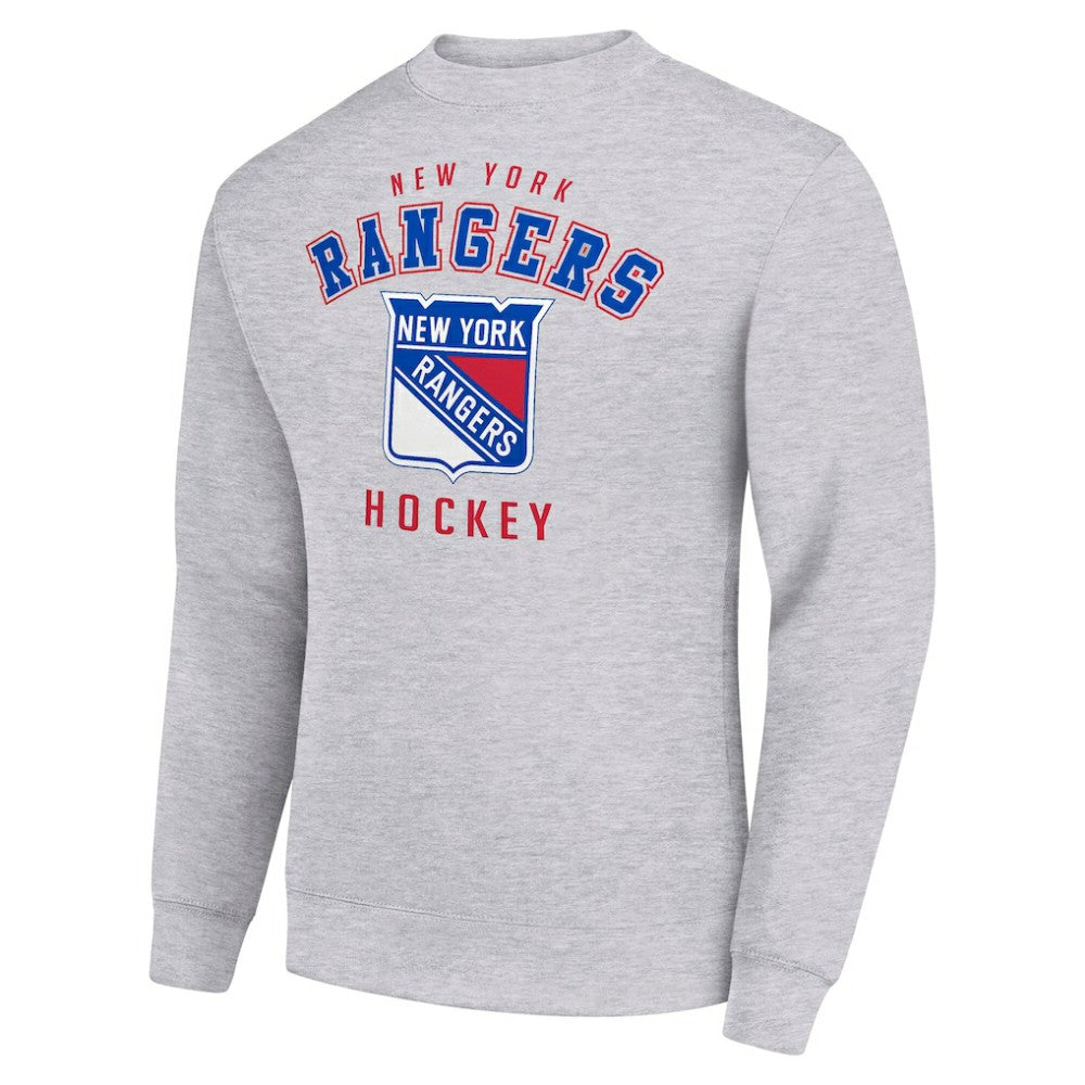 NHL Heather Gray New York Rangers Men's Starter Team Logo Fleece Pullover Sweatshirt