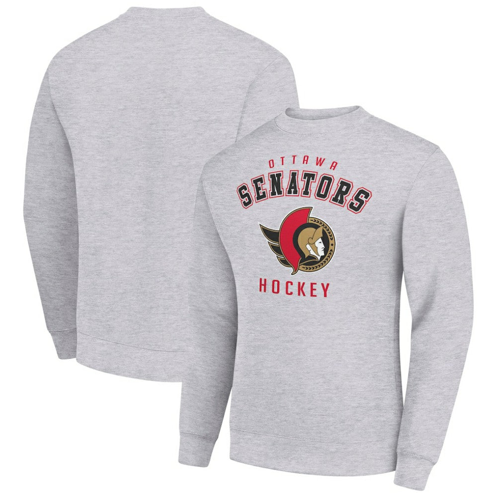 NHL Heather Gray Ottawa Senators Men's Starter Team Logo Fleece Pullover Sweatshirt