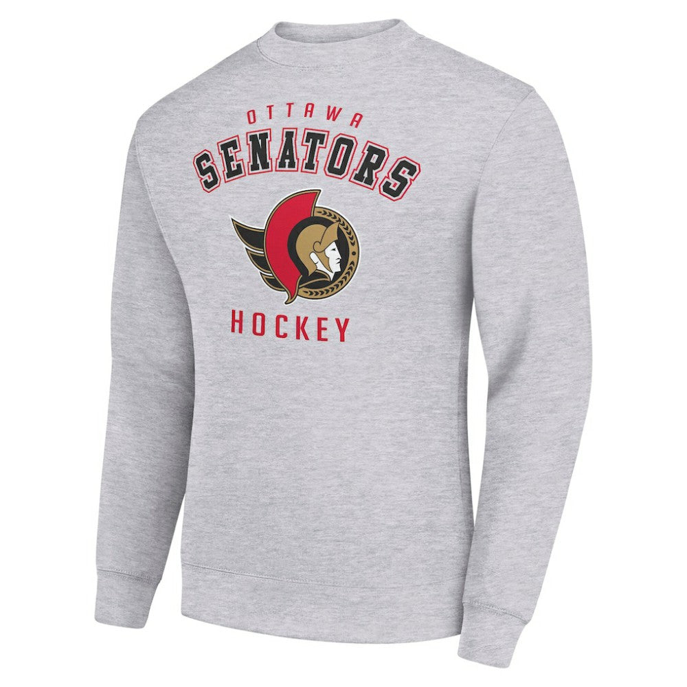 NHL Heather Gray Ottawa Senators Men's Starter Team Logo Fleece Pullover Sweatshirt