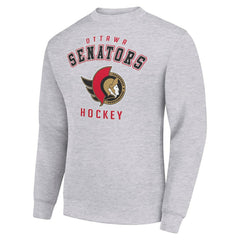 NHL Heather Gray Ottawa Senators Men's Starter Team Logo Fleece Pullover Sweatshirt