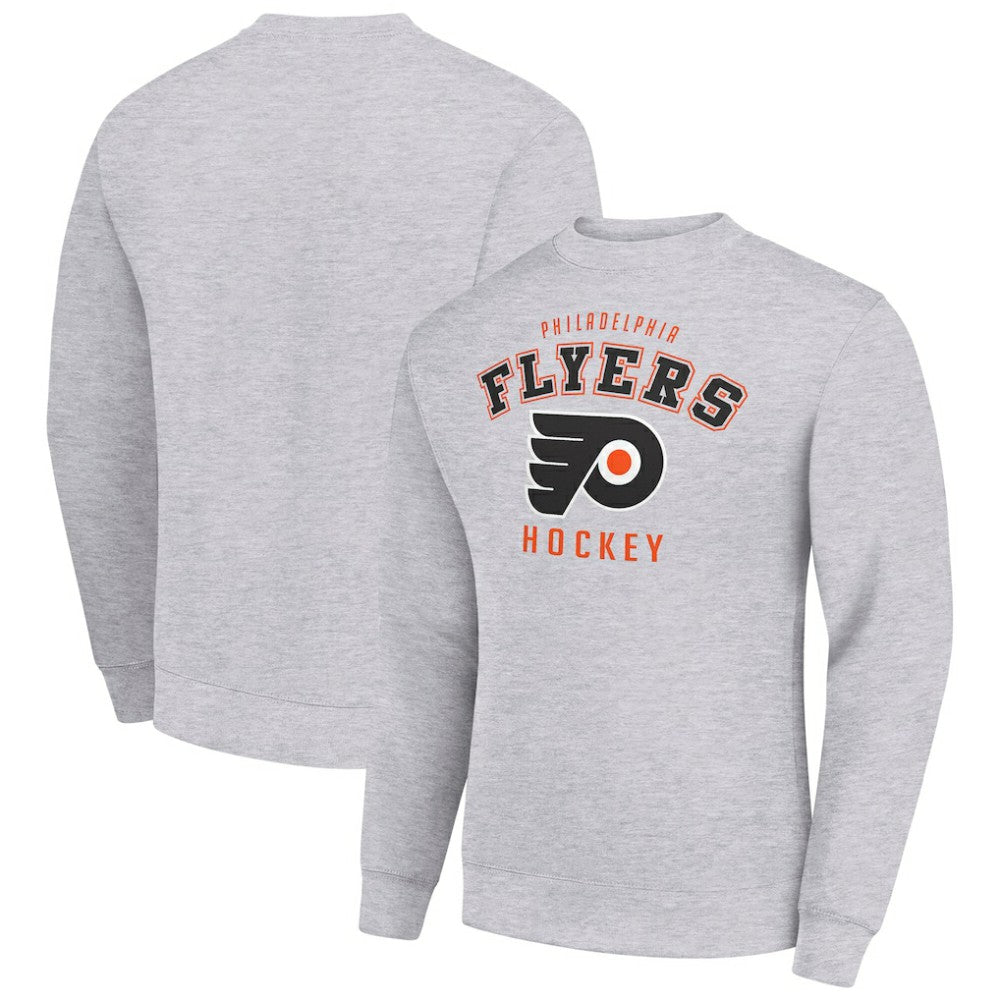 NHL Heather Gray Philadelphia Flyers Men's Starter Team Logo Fleece Pullover Sweatshirt