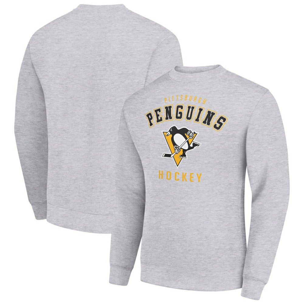 NHL Heather Gray Pittsburgh Penguins Men's Starter Team Logo Fleece Pullover Sweatshirt