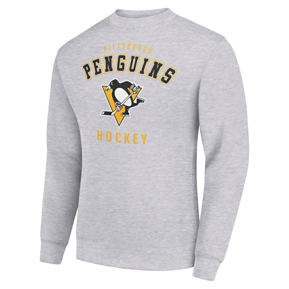 NHL Heather Gray Pittsburgh Penguins Men's Starter Team Logo Fleece Pullover Sweatshirt
