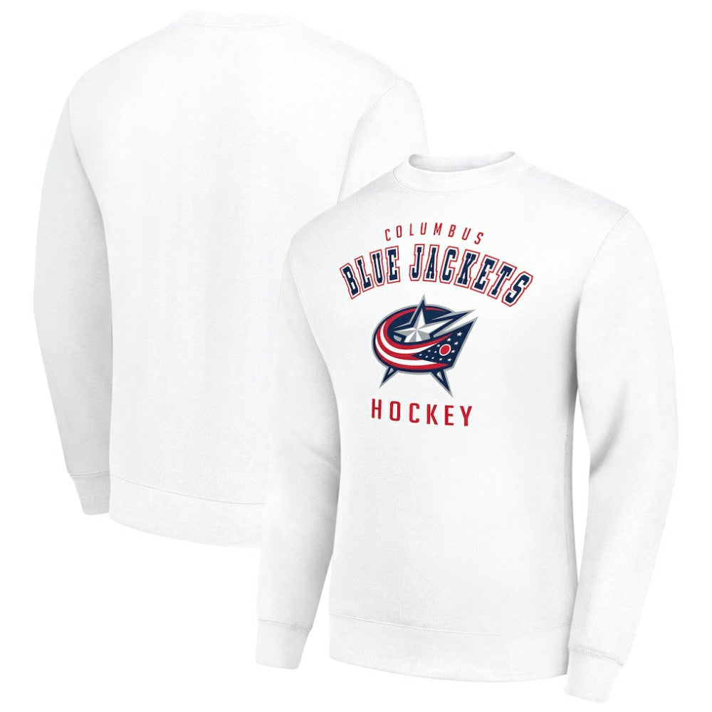 NHL White Columbus Blue Jackets Men's Starter Team Logo Fleece Pullover Sweatshirt