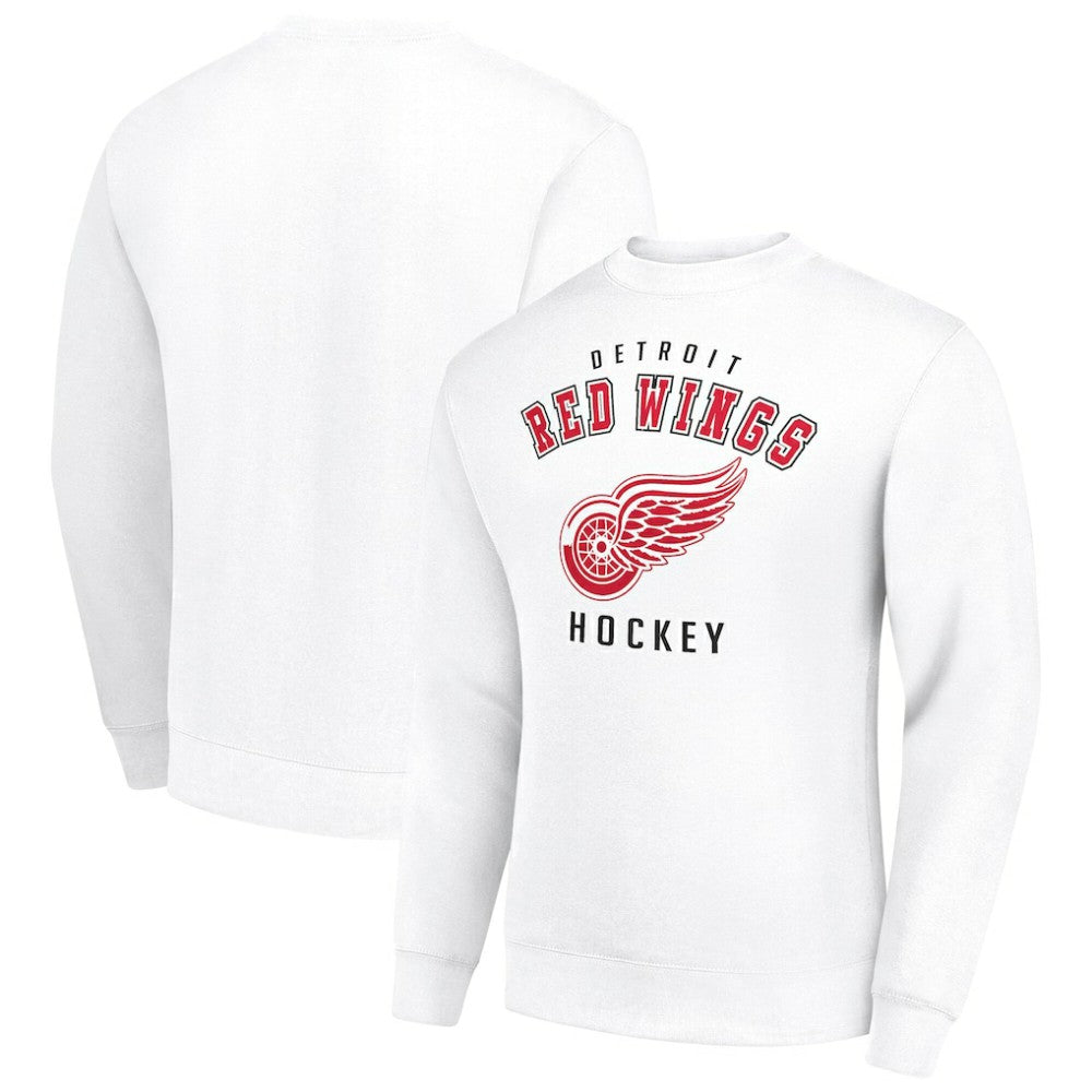 NHL White Detroit Red Wings Men's Starter Team Logo Fleece Pullover Sweatshirt