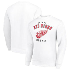 NHL White Detroit Red Wings Men's Starter Team Logo Fleece Pullover Sweatshirt