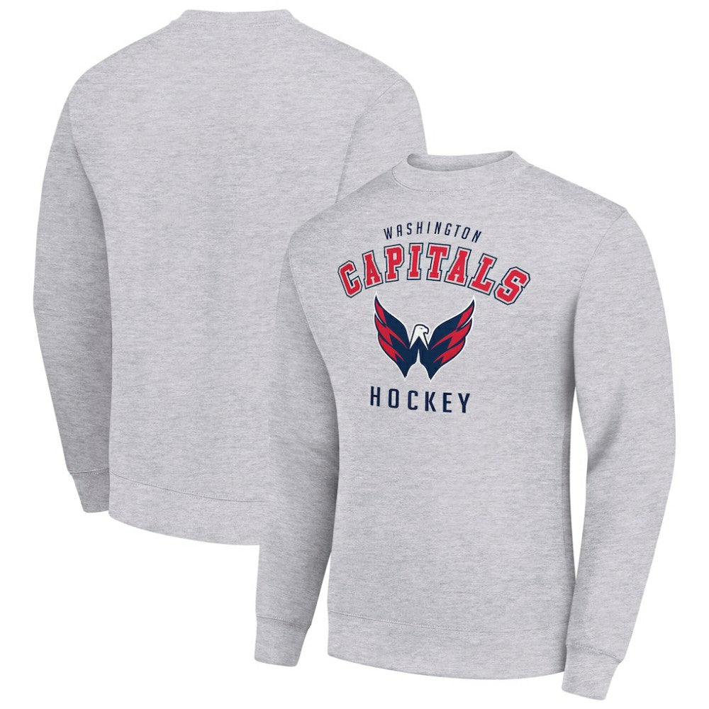 NHL Heather Gray Washington Capitals Men's Starter Team Logo Fleece Pullover Sweatshirt