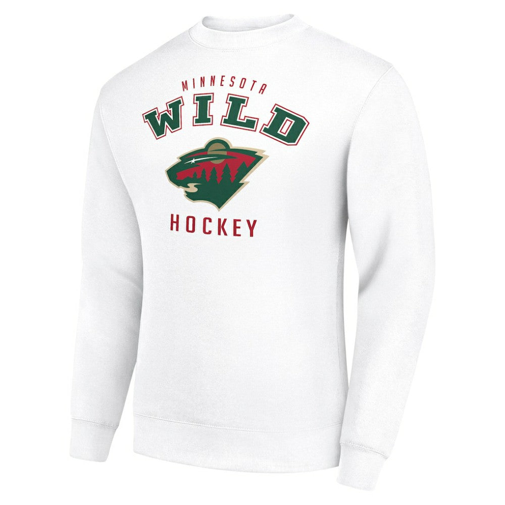 NHL White Minnesota Wild Men's Starter Team Logo Fleece Pullover Sweatshirt