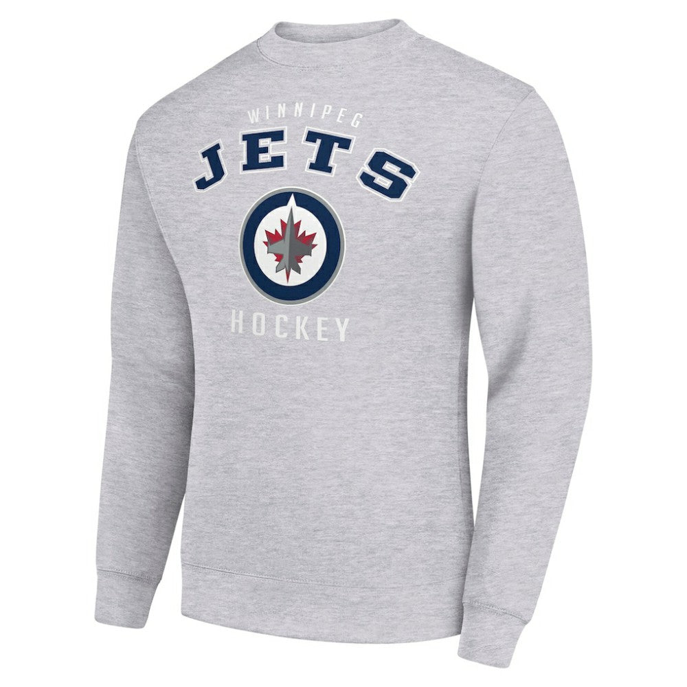 NHL Heather Gray Winnipeg Jets Men's Starter Team Logo Fleece Pullover Sweatshirt