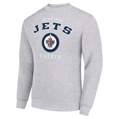 NHL Heather Gray Winnipeg Jets Men's Starter Team Logo Fleece Pullover Sweatshirt