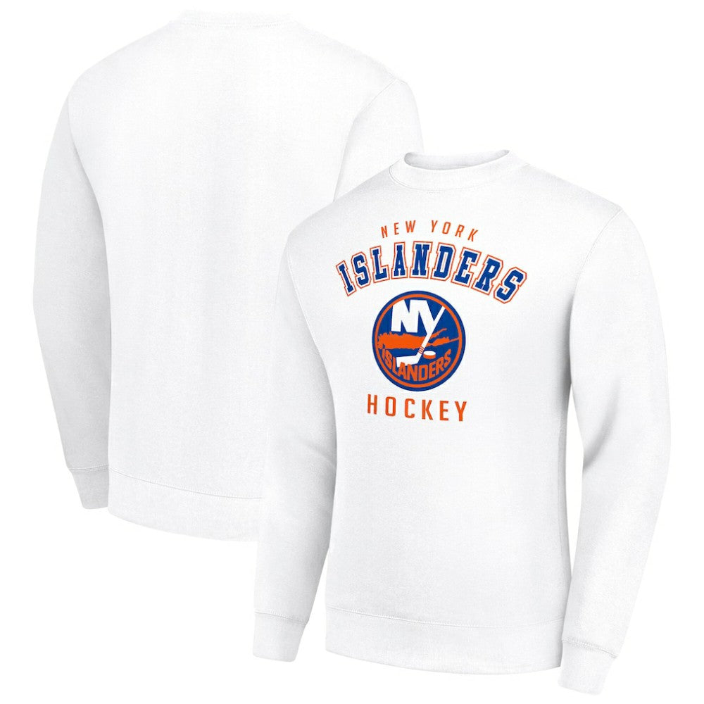 NHL White New York Islanders Men's Starter Team Logo Fleece Pullover Sweatshirt