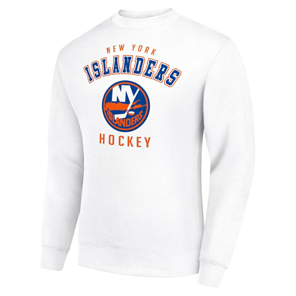 NHL White New York Islanders Men's Starter Team Logo Fleece Pullover Sweatshirt