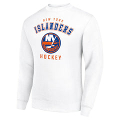 NHL White New York Islanders Men's Starter Team Logo Fleece Pullover Sweatshirt