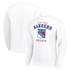 NHL White New York Rangers Men's Starter Team Logo Fleece Pullover Sweatshirt
