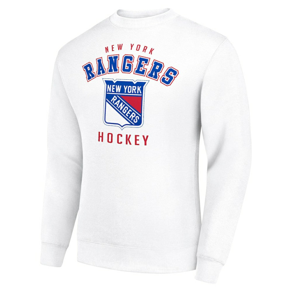 NHL White New York Rangers Men's Starter Team Logo Fleece Pullover Sweatshirt