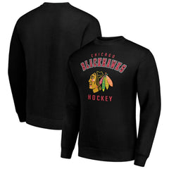NHL Black Chicago Blackhawks Men's Starter Team Logo Fleece Pullover Sweatshirt