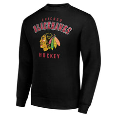 NHL Black Chicago Blackhawks Men's Starter Team Logo Fleece Pullover Sweatshirt