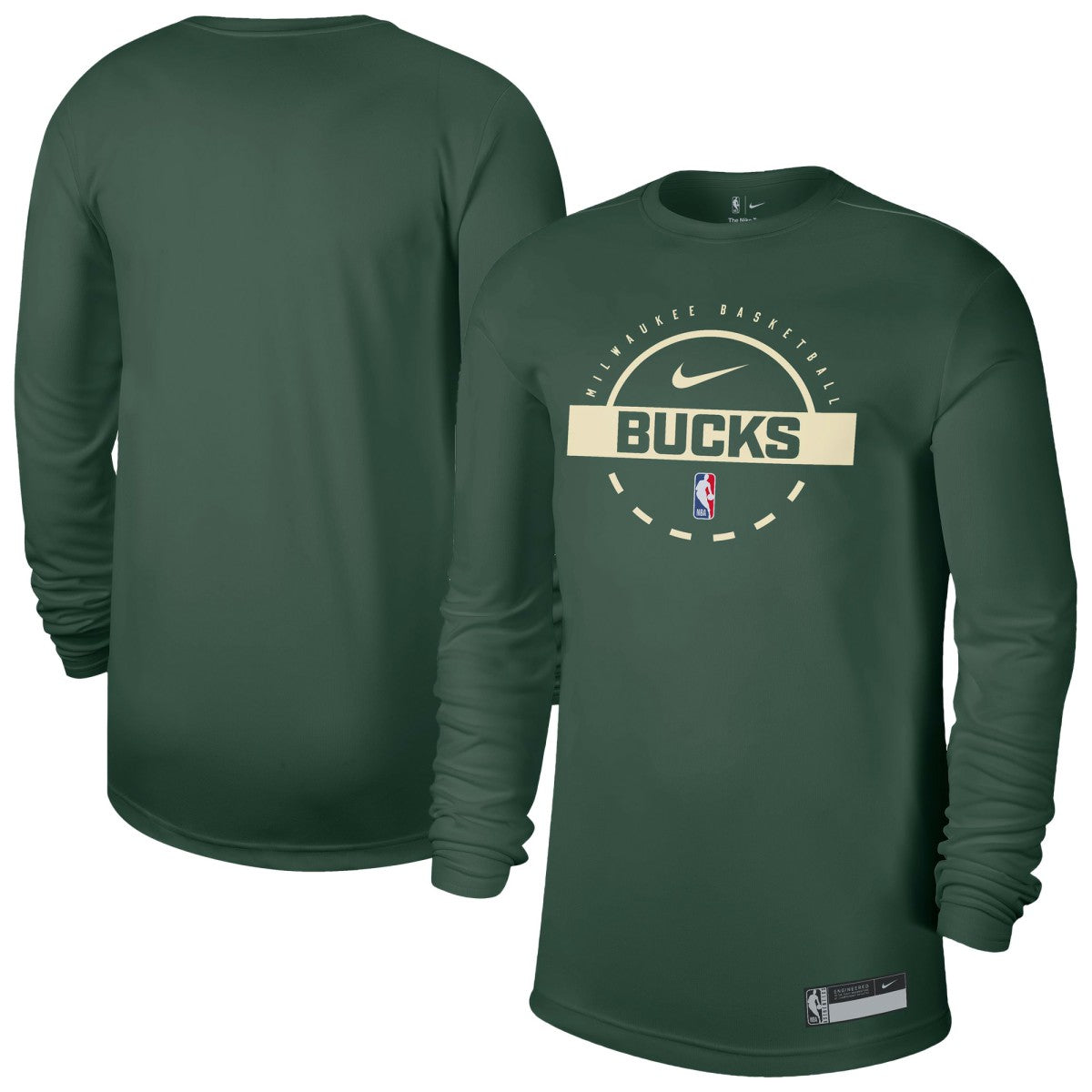 NBA Milwaukee Bucks 2025/26 On-Court Flare Dri-FIT Practice Long Sleeve Tri-Blend T-Shirt